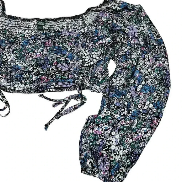 Wild Fable Floral Off Shoulder Cropped Peasant Top Puff Sleeve Large‎ - Picture 4 of 6